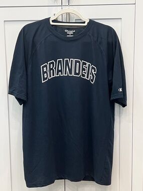 BRANDEIS UNIVERSITY Men’s (Unisex) Navy Letter Logo Short Sleeve Tshirt Sz L